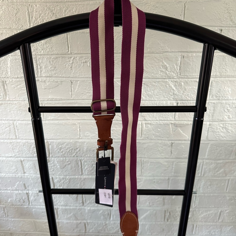 Tommy Hilfiger Purple and White Striped Belt